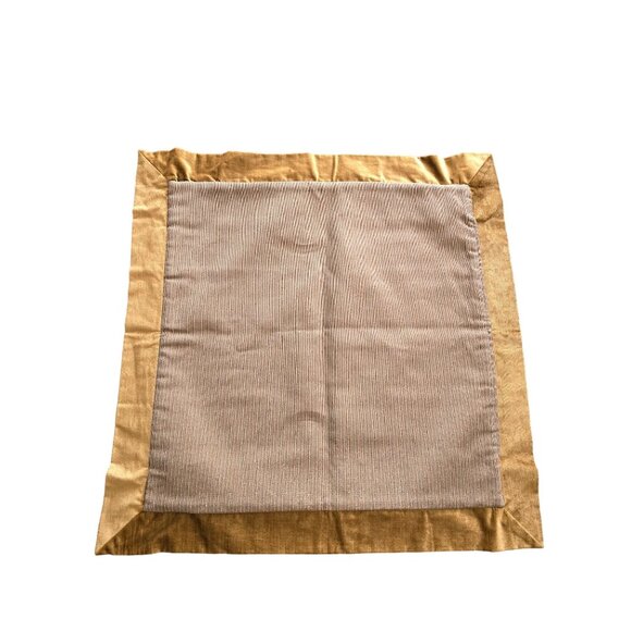 Thomasville Luxrury Pillow Cover Gold & Beige Striped Velvet Edged 25x25 - Picture 2 of 3